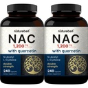 2 Pack NAC συμπλήρωμα (N-Ακετυλοκυστεΐνη) με Quercetin, 1.200mg ανά υπηρεσία, 480 κάψουλες 