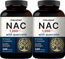 2 Pack NAC Supplement (N-Acetyl Cysteine) Quercetin, 1.200 mg Per Servis, 480 Capsules | Double Strength Antioxy Support for Immune, Liver, & Lung Health – Non-GMO
