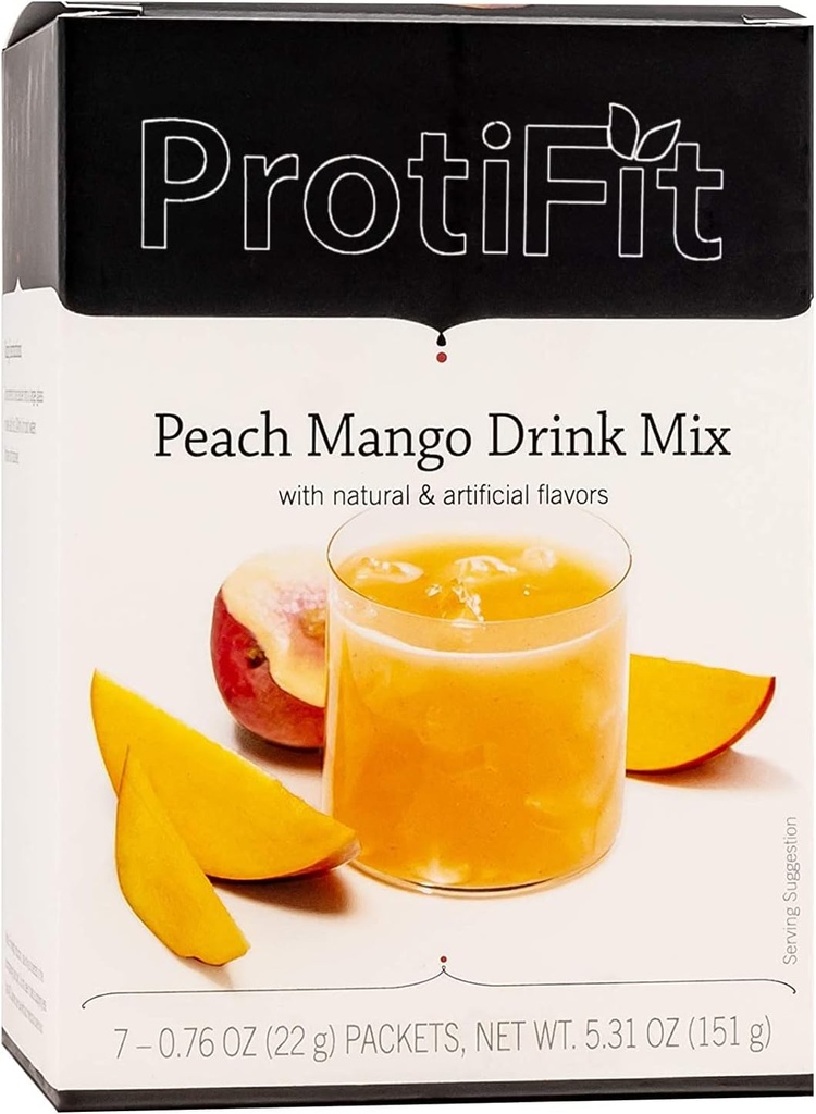 PROTIFIT - Yüksek Protein Meyvesi Flavored Toz İçecek Mix, 15g Protein, Low Calorie, Sugar Free, Ideal Protein Uyumlu, 7 Servisler Per Box (Peach Mango)