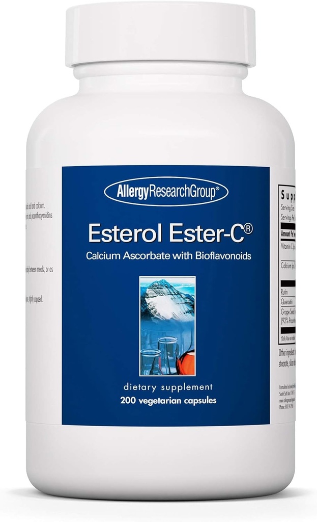 Ομάδα Έρευνας Αλλεργίας Esterol Ester-C - Συμπλήρωμα βιταμίνης C 1350mg, Ανοσολογική Υποστήριξη, Ασκορβικό Ασβέστιο με Βιοφλαβονοειδή, Ασκορβικό Οξύ, Ρουτίνη, Quercetin, Κάψουλες Vegan - 200 Count