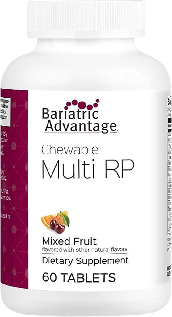 Bariatrik Avantajı Chewable RP Multivitamin - Bariatrik Cerrahi Hastaları - Demir, Bakır, C, A, çinko & More - 100 DV 18 Nutrients - 60 Kont - Karma Meyve - 60