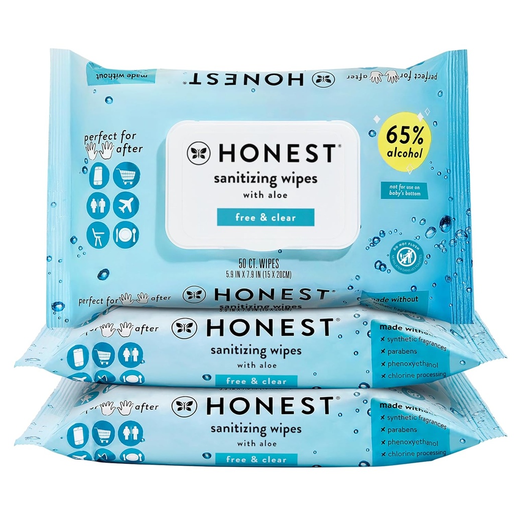Dürüst Şirket, Alkol Wipes, Antibakteriyel El Wipes'i Aloe ile Öldürüyor, Germs'in% 99'unu Öldürüyor, Eller için Güvenli, 150 (3 Sayı 50)