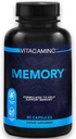 Memory Brain Supplement w/Vitamins – Διανοητική σαφήνεια, μνήμη, εστίαση & συγκέντρωση. Clinically-Tested Nootropic Περιλαμβάνει Bacopa, Phosphatidylserine, Rhodiola Rosea, Ashwagandha 90 Κάψουλες