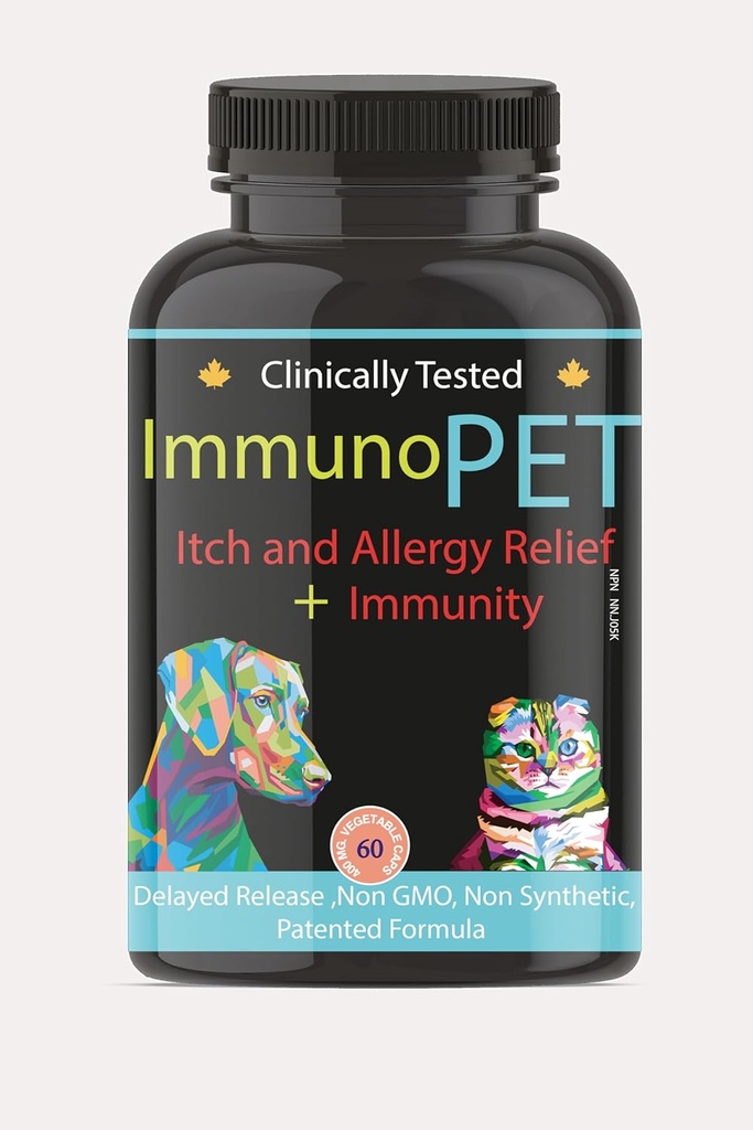 Köpek ve Kediler için Köklü Cilt Yardımı - Hot Spot Relief - Pet Alerji Desteği -Kat ve Köpek Cilt ve Ön Tamam - Pet Immunity Support - 60 Caps