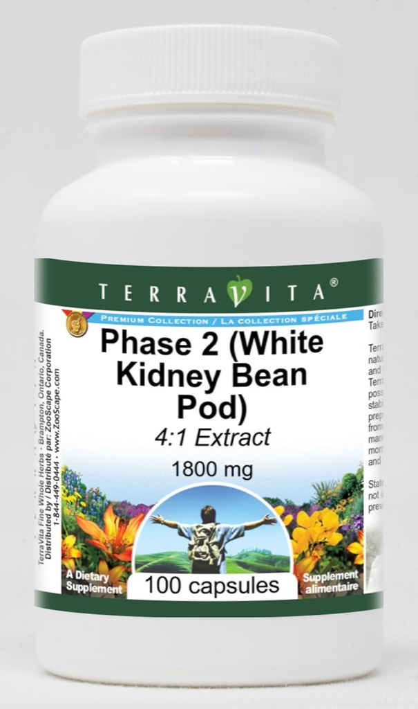 Φάση 2 (Λευκό Εκχύλισμα Kidney Bean Pod 4: 1) - 1800 mg (100 Κάψουλες, ZIN: 512860) - 3 Συσκευασία