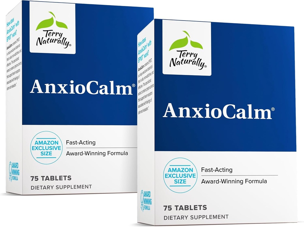 Terry Φυσικά AnxioCalm - Ηρεμητικό συμπλήρωμα υποστήριξης - Υποστηρίζει ενάντια στην περιστασιακή ένταση & Βοηθήματα Ηρεμούν τα συναισθήματα με στενό-αφημένο κηπουρό - μη-νύχτα συμπλήρωμα - 75 δισκία