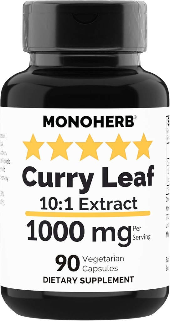 MONOHERB Curry Leaf Extract 1000 mg - 90 Vegetarian Capsules