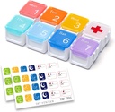 Tıp Organizer, DIY Seyahat Pi Weekly Organizer davası, Daily Pill Box/Container 7 Gün, Pill Root/Container for Vitamin/Fish Oil (1 Zaman A Day, Rainbow)