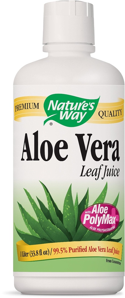 Nature's Way Aloe Vera Leaf Juice with Polymax+, 99.5% Purified Aloe Vera Leaf Juice from Temp, Unflavored, 33.8 Fl Oz Oz