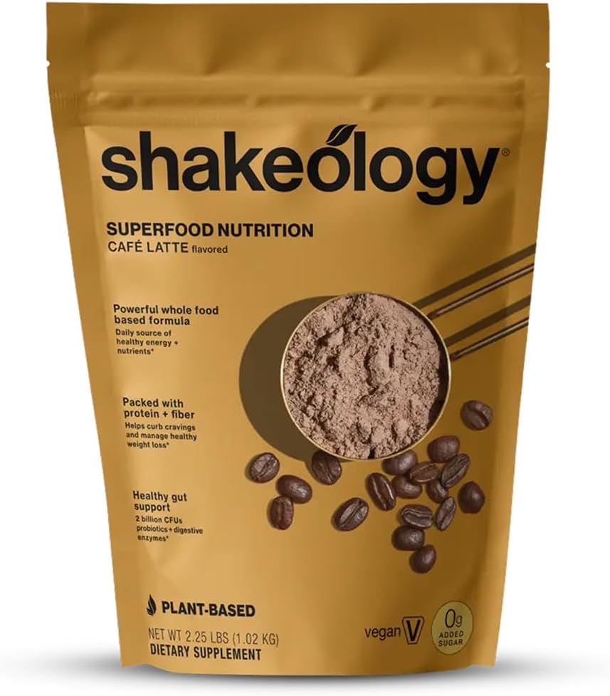 Shakeology 0g Προστιθέμενη πρωτεΐνη με βάση το φυτό ζάχαρη μείγμα σκόνης, Gluten-free Shake with Vitamins and Minerals – Βοηθά Υποστήριξη Υγιεινή απώλεια βάρους, Lean μυών, Gut Υγεία – Cafe Latte, 30 Υπηρεσίες