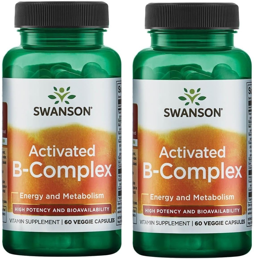 Swanson aktif B-Complex - Yüksek Potency ve Bioavailability (60 Veggie Capsules) (2 Pack)