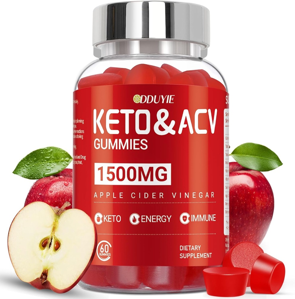 Brilhante Keto ACV Gummies - 1500 mg Apple Cider Vinegar Gummies with Pomegranate Beetroot & Vitamin B12 B6 - Erkekler ve Kadın için - GMO Free & Vegan - 60 Kont