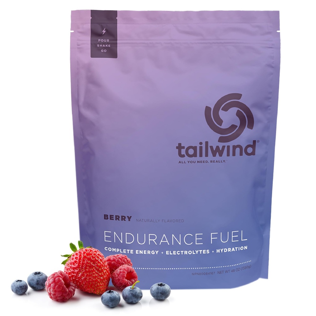 Tailwind Beslenme Endurance Yakıt, Carbohidrat & Electrolyte Sports Drink Mix Toz, Gluten-Free, Vegan, Berry, 50 Hizmetler