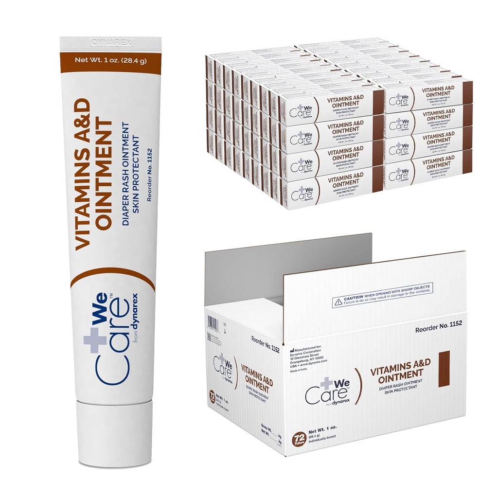 Dynarex 1152 Vitamin A & D Ointment, White, 1 oz. Tube, Pack of 72