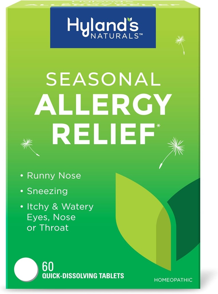 Hyland'ın Kapalı ve Açık, Drowsy Mevsimsel Alerjiler Yardım Pilleri, Sneezing için, Runny Nose, Itchy ve Watery Eyes, Nose veya Throat, Güvenli ve Doğal, Hızlı Dağıtım Tabletleri, 60 Kont
