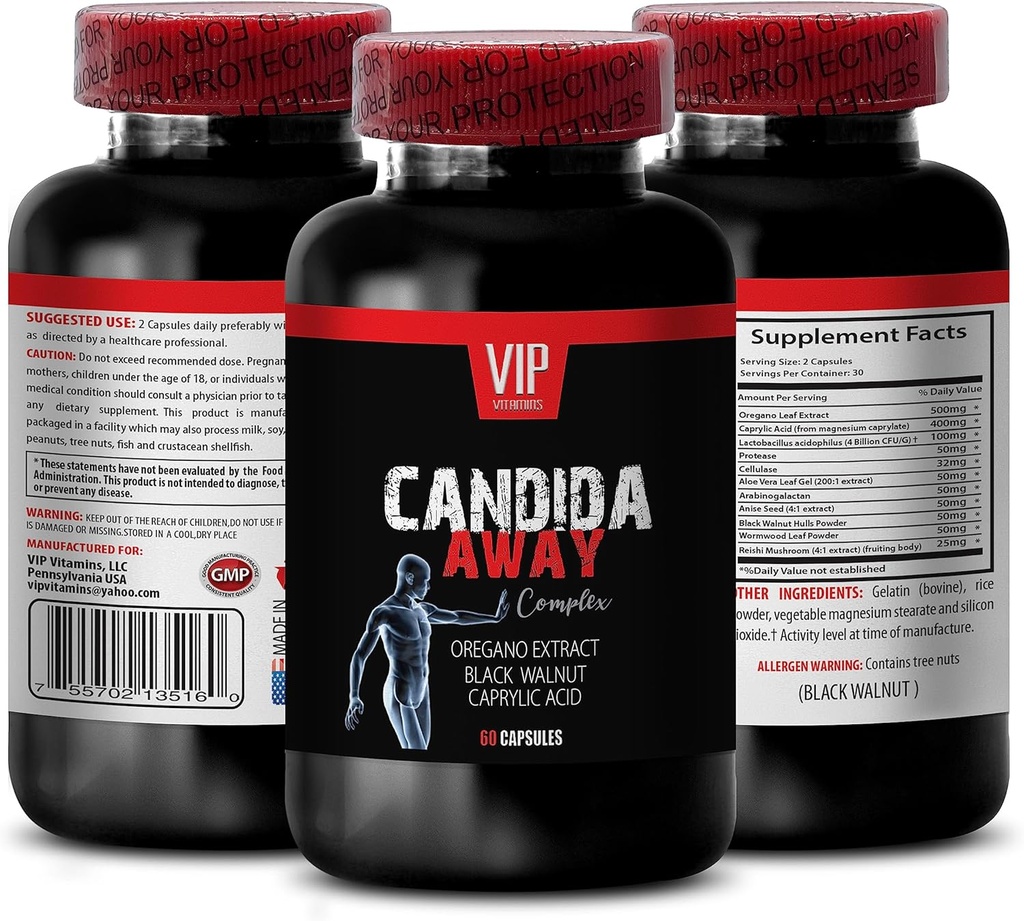 Candida temizleyici - CANDIDA AWAY - maydida temizleyici desteği, erkekler için temizlenebilir, kandida desteği, kandida kadınlar için destek, karaciğer desteği 1 Şişe 60 Capsules