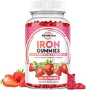 İronik Gummies - Kalsiyum, çinko, Folate & Vitamin B12, C,B6 Yetişkinler ve Çocuklar için - Blood Builder & Energy Support for Iron Deficiency, Anemi, Vegan - 60 Gummies