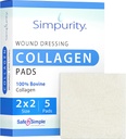Collagen Dressing Pads - 2" x 2" 5 Yaralar için Kont Collagen Pads - Yara Bakımı için Reçetesiz Kolaj - Güvenli Yara Bakımı