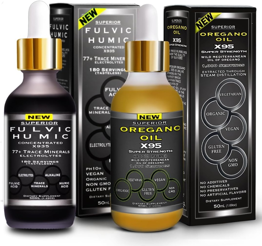 Fulvic Humic Acid Ionic Trace Minerals with Electrolytes Liquid Supplement Plus Ρίγανη σταγόνες πετρελαίου Super Strength More Versatile Στη συνέχεια Λάδι από Ρίγανο Softgels και κάψουλες
