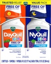 Vicks Kids DayQuil & NyQuil Cold & Cough Relief Liquid Co-Pack, Free of Yapay Dyes & Sugar, Multi-Symptom Relief of Cough, Sneezing, Runny Nose, Mucus, and Chest Congestion, for Ages 6+, 2x6oz