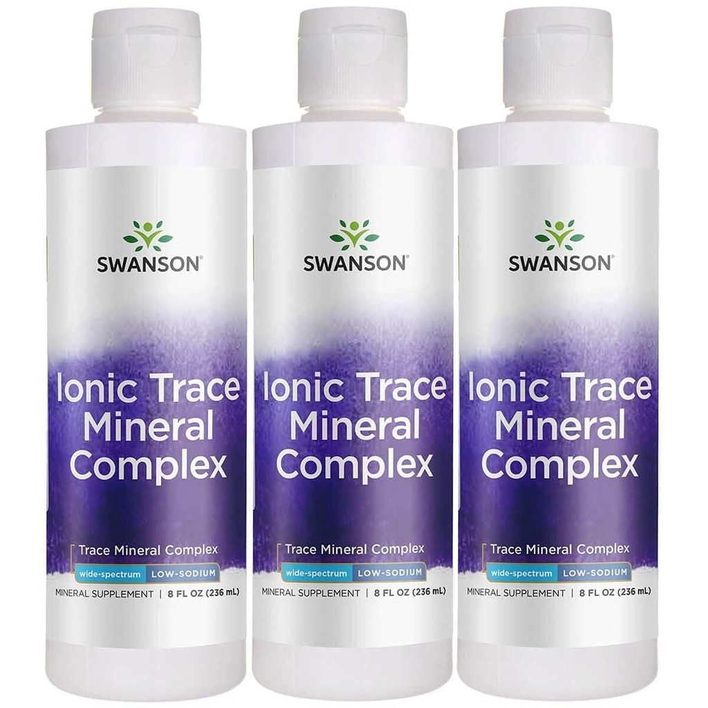 Swanson Concentrace Trace Mineral Drops 8oz-Complete Mineral Complex for Energy, Hydration, & Electrolyte Balance Over 72 High Absorption Ionic Minerals Such As Magnesium, Potassium, Calcium (3 Pack)