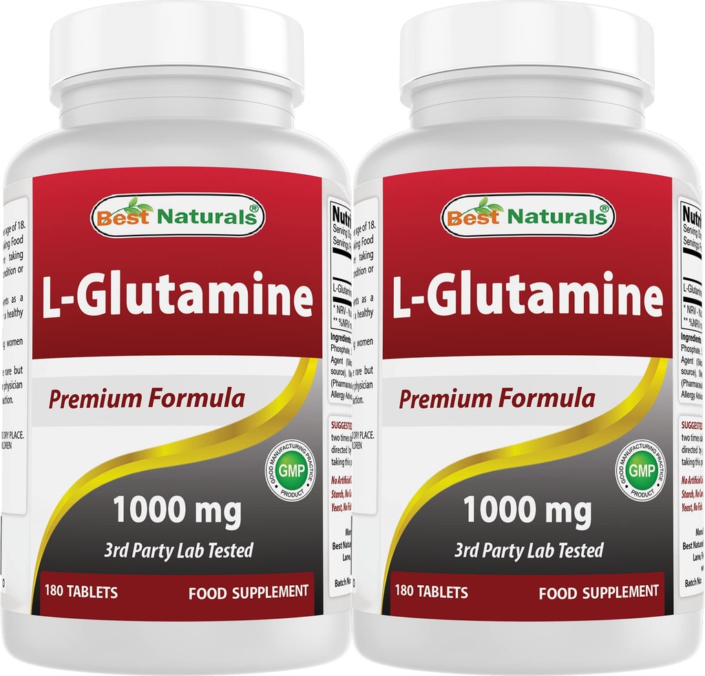 Best Naturals L-Glutamine 1000 mg 180 Tablets (180 Count (Pack of 2))