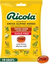 Ricola Sugar Free Swiss Herb Cough Drops, 19 Kont, Cough Suppressant & Throat Relieving Drops with Natural Sourced Menthol, Pleasing Taste for Coughs & Throat Irritation Symptom Relief
