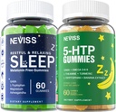 Melatonin Free Sleep Aid Gummies + 5-HTP Gummies for Yetişkinler , GABA, L-Theanine, L-Tryptophan, Magnezyum, Ashwagandha, Turmeric - Non-Habit Form, Banana Ekstraksiyon Derin Rahatlama için Yardım, Calm