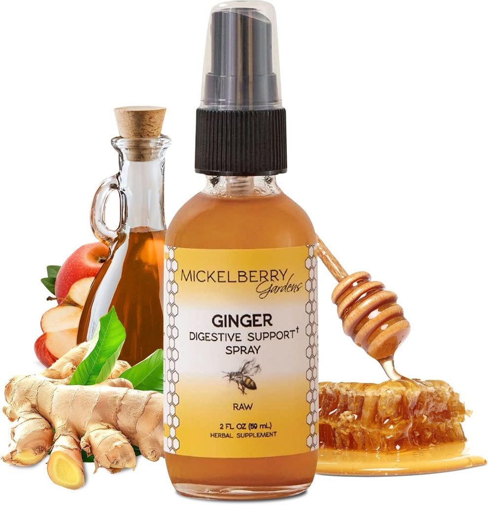 Κήποι Mickelberry Ανοσοποιητική υποστήριξη Ginger Honey Spray – Βιολογικά Ginger Shots & Σιρόπι για Ανοσία Boost, Digestive Health, και Wellness – 2 Oz