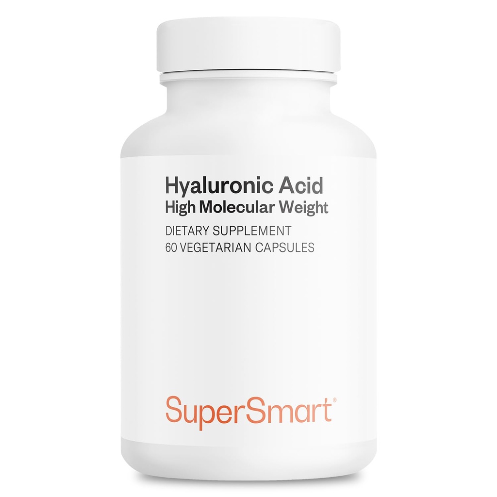 Supersmart Hyaluronic Acid Supplement 300mg per Day (Sodium Hyaluronate) - Yüksek Moleküler Kilo 1.2 Milyon Daltons | Non-GMO & Gluten Free - 60 Vegetarian Capsules