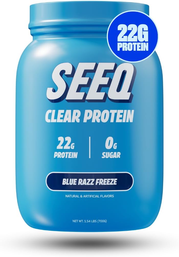 SEEQ Clear Protein Toz - Blue Razz Freeze - 25 Hizmet - 22g Clear Whey proteini - Zero Sugar - 0g Lactose - Allergen Dostu - GLP1 Destek - Bone Health - Muscle Post Workout Recovery