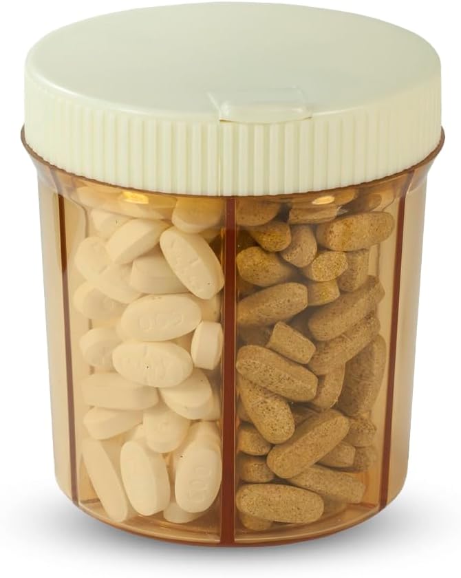 Vitanizer Vitamin & Pill Organizer - Easy Turn Lid ile Karşılaştırma Vaka - Tüm Boyut Tabletleri ve Tamamları - Sturdy, Güvenli, UV Koruyucu Plastik Plastik Plastik Plastik