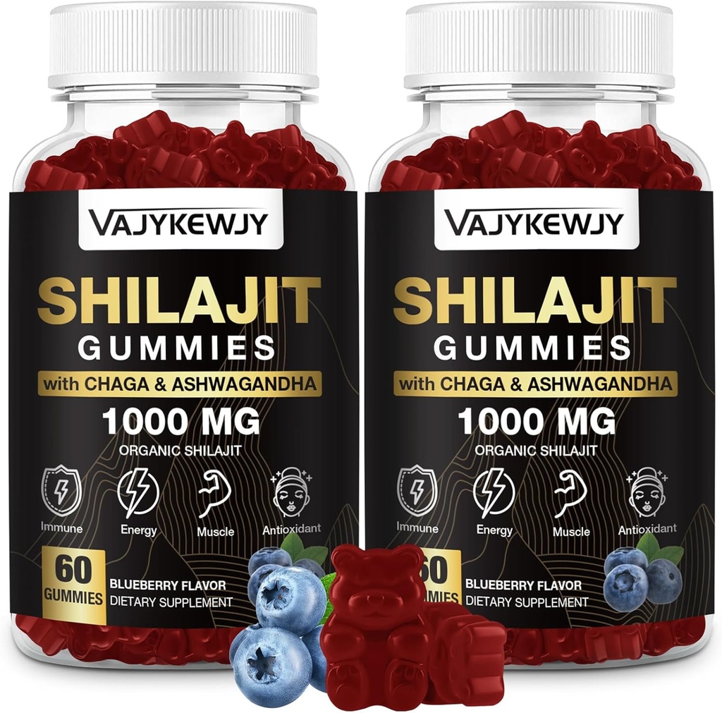 1000 MG Shilajit Gummies, Organic Shilajit Gummies με 85+ Trace Minerals, Fulvic Acid, Shilajit για άνδρες και γυναίκες, Shilajit Resin, Shilajit Himalayan Organic για ενέργεια, εγκέφαλο, ασυλία, 120 κόμης