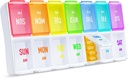 ZIKEE Rainbow Pill Organizer 2 Times a Day for Easy Track, AM PM Pill Case, Great 7 Day Pill Box twice a Day, CAT-Free Drug Organizer for Pills, Fish Oils, Supplements, Fish Oils, Supplements