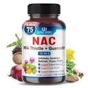 NAC Supplement N-Aetyl Cysteine Süt Butle, Quercetin - Destek Immunity, Respiratory Health & Liver Detox | 150 Capsules