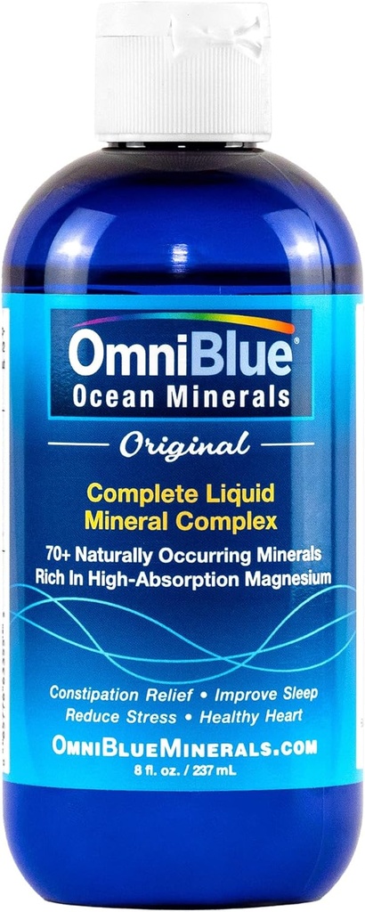 Omni Blue Ocean Minerals - 70+ Trace Minerals & Sıvı Magnezyum - Pyum, Chloride- Low sodyum - Uyku için Doğal Destek, Digestion, Regularity, Hydration & Electrolyte Balance (8 oz)