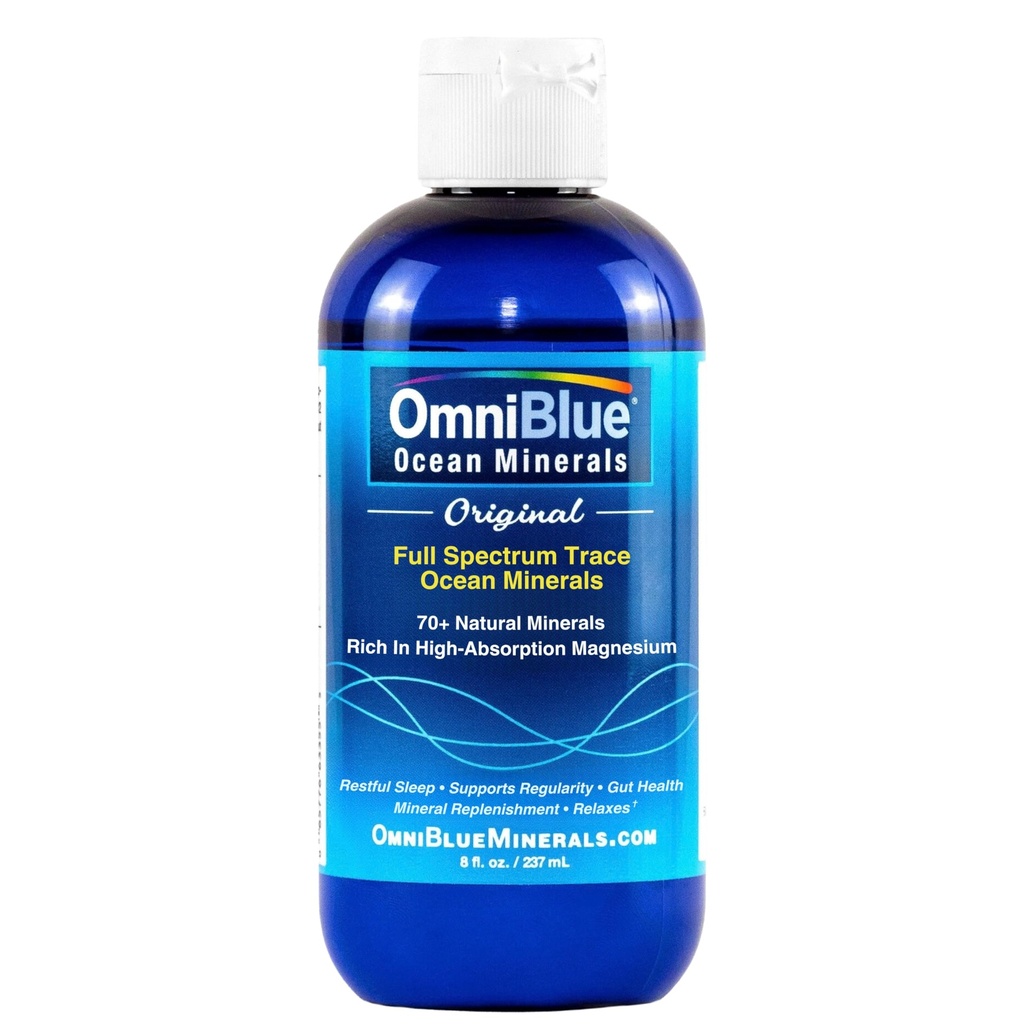 OmniBlue Ocean Minerals - 70+ Trace Minerals & Liquid Magnesium - Κάλιο, Χλωριούχο- Χαμηλό Νάτριο - Φυσική Υποστήριξη για τον ύπνο, την πέψη, την κανονικότητα, την ενυδάτωση & την ηλεκτρολυτική ισορροπία (8 oz)