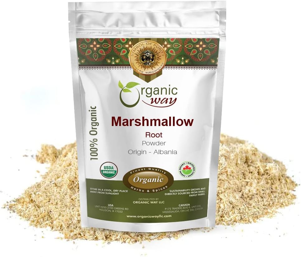 Organik Way Marshmallow Root Toz (Althaea Officinalis) - Herbal Tea | Avrupa Wild-Harvest | Organik & Kosher Sertifikalı | GMO & Gluten Ücretsiz | USDA sertifikalı | Origin - Alba (1/4LBS / 4Oz)
