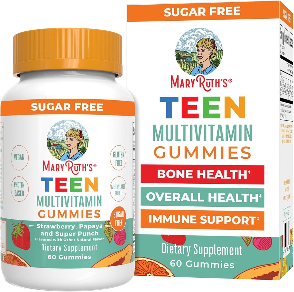 MaryRuth Organics Multivitamin forYoung | Teen Multivitamin Multimineral Gummies with Vitamin B, C, D ve E, Biotin, çinko | Teen Vitamins | Vegan | Sugar Free | Gluten Free | 60 Count