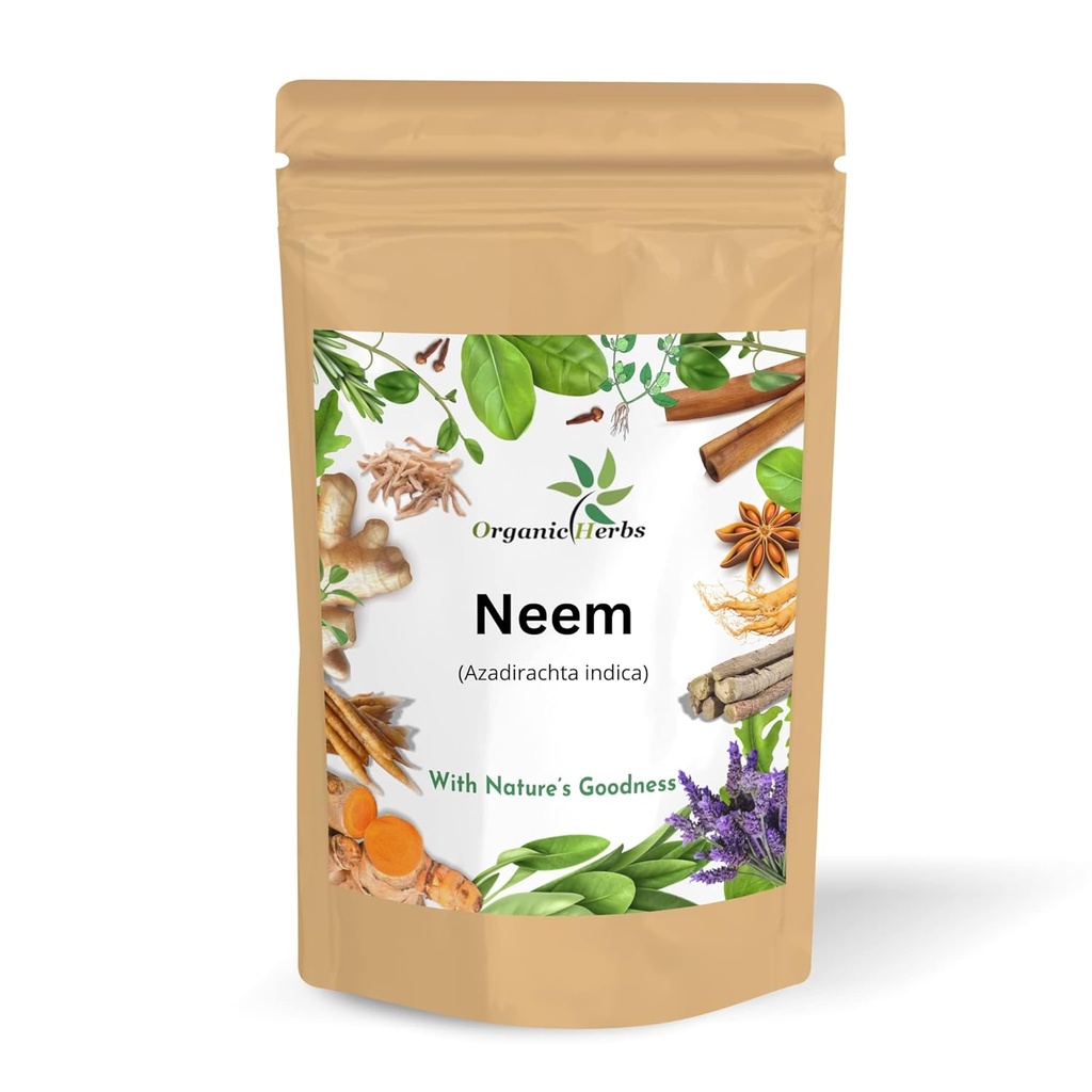 Pure & Natural Neem Tozu Pimple-free Clear Skin, Silky Hair & Hair Cleanser için bırakır. (Neem Leaf 145 Tozgm/5Oz)
