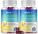 St John's Wort Gummies 600 mg, 3 in 1 Organik Herbal Supplements for Stress Relief, Nervous System Support, Ashwagandha & Holy Basil Extract for Yetişkinler & Kids, Non-GMO, Vegan, 120 ct.