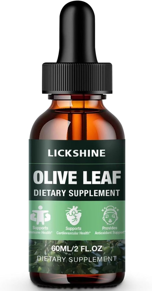 1 PackMG Olive Leaf Liquid Extract - Organik Zeytin Yaprakları Daha İyi Aborpsiyon için Tamam Tincture - Immune & Heart Support Gluten-Free, Non-GMO, Vegan, 2 Fl Oz