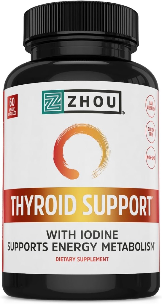 Zhou Yourroid Support - Yourroid Supplement for Women & Men with çinko, Iodine, & Selenium, Metabolic Health Youroid Kompleksi Ashwagandha, Kelp - 60 Veggie Capsules (k 1)