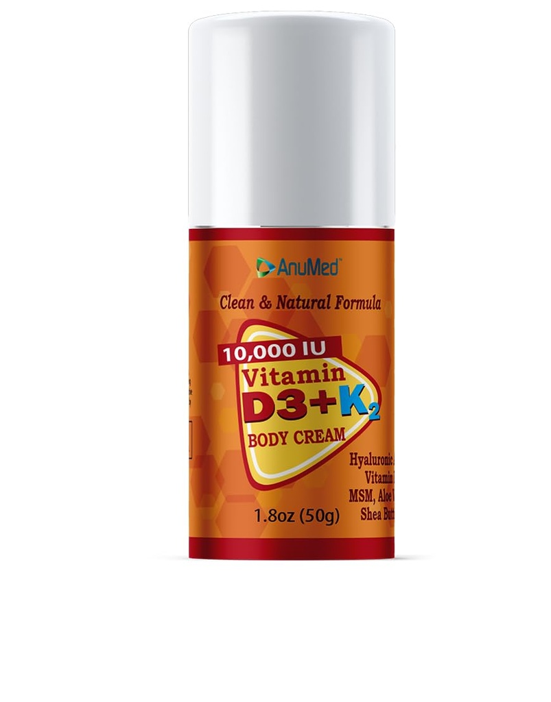 ANUMED - K2 10000 IU Cream + Magnezyum + Hyaluronic Asit + E. Güçlü Kemikler, Kaslar, Ortaklar. maksimum Kalsiyum Aborpsiyon, Seyahat Boyutu (1.8oz) (Package May Vary)