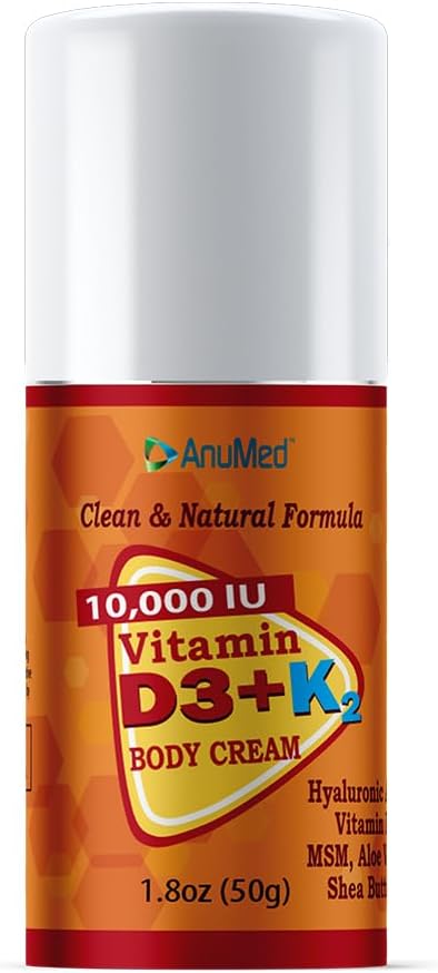 ANUMED - K2 10000 IU Cream + Magnezyum + Hyaluronic Asit + E. Güçlü Kemikler, Kaslar, Ortaklar. maksimum Kalsiyum Aborpsiyon, Seyahat Boyutu (1.8oz) (Package May Vary)