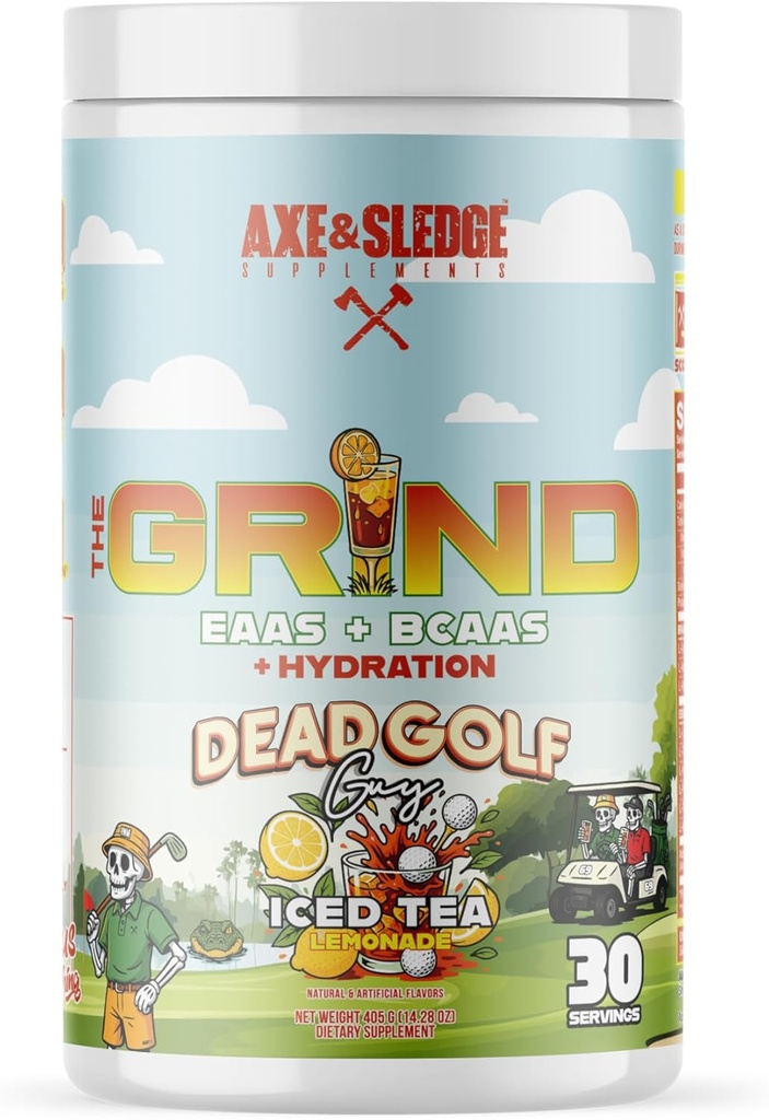 Axe & Sledge The Grind Essential Platinum Acids |EAA & BCAA Toz |Muscle Recovery & Electrolytes for Hydration | Stimulant-Free, Vegan | 30 Hizmet, Dead Golf Guy