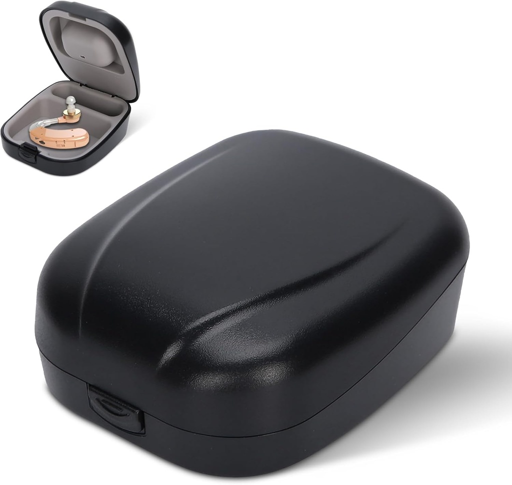 İşitme Aid Case Hard, Pocket Boyut Su işitmesi Aid Travel Case Storage Box for Kids, Yetişkinler, Seniors (Black)