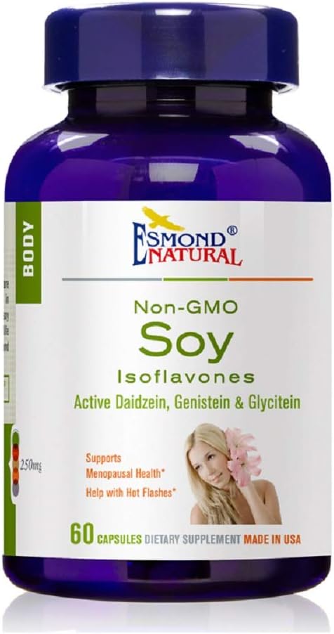 (5 Pack) Esmond Natural: Soy Isoflavones Non-GMO (Supports Menopausal Health & Hot Flashes), GMP, Natural Product Assn Certified, Made in USA - 250mg, 300 Capsules