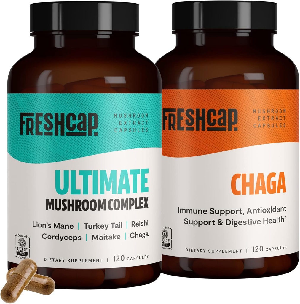FreshCap Mushrooms Antioxidant Bundle (Κάψουλες Τσάγκας και Ultimate Mushroom Complex κάψουλες)
