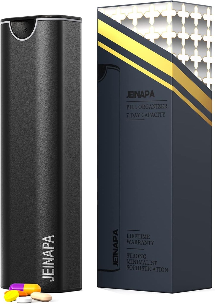 Ekstra Büyük Pill Organizer 7 Gün, Alüminyum Günlük Pill Box, Haftalık Seyahat Pill Case, Cute Pillrec to Hold Vitamins, Medicines, Pills, Supplements, Supplements